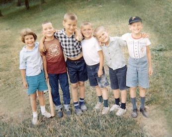 1966 One of the boys - me with brother Al and our neighbors - our gang.jpg